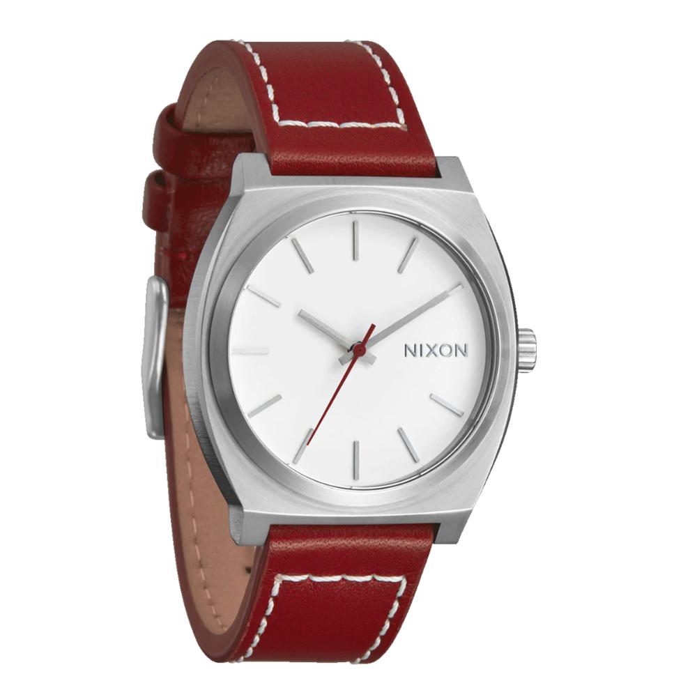 Reloj Time Teller Leather Silver Egret Cranberry