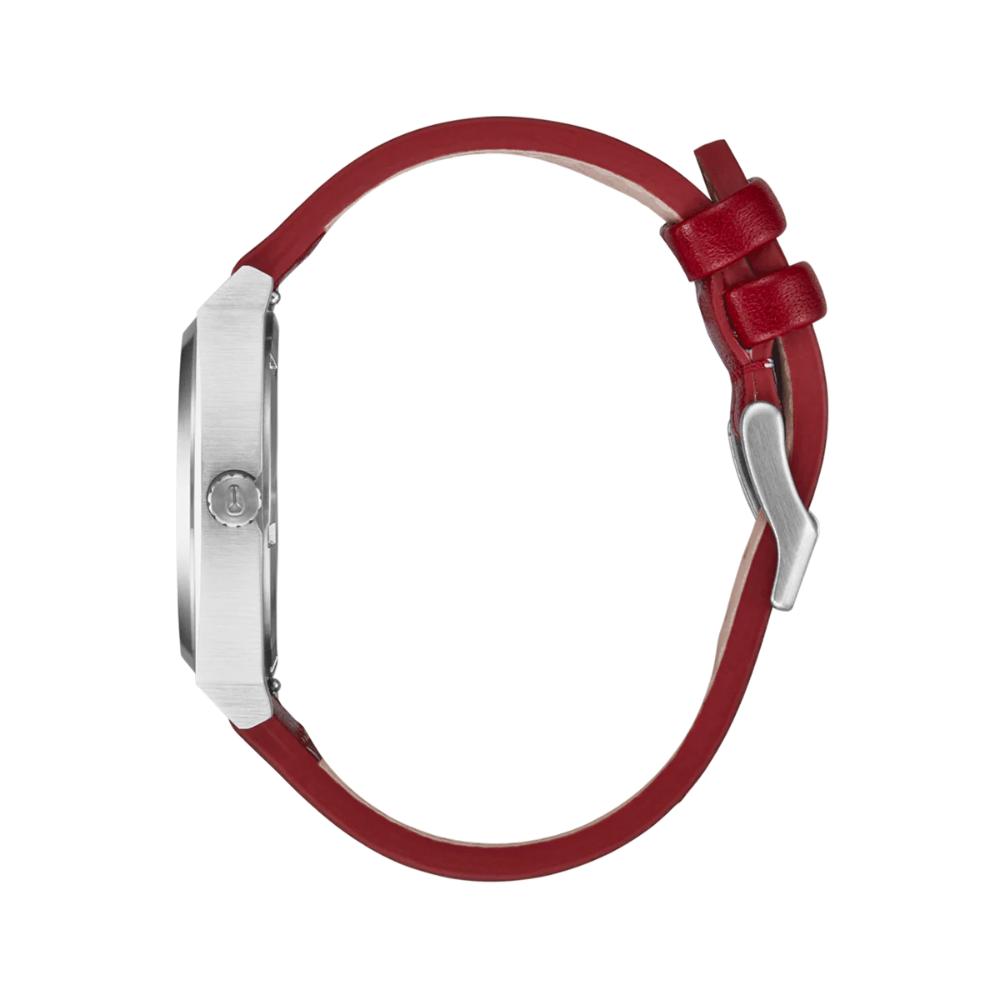 Reloj Time Teller Leather Silver Egret Cranberry