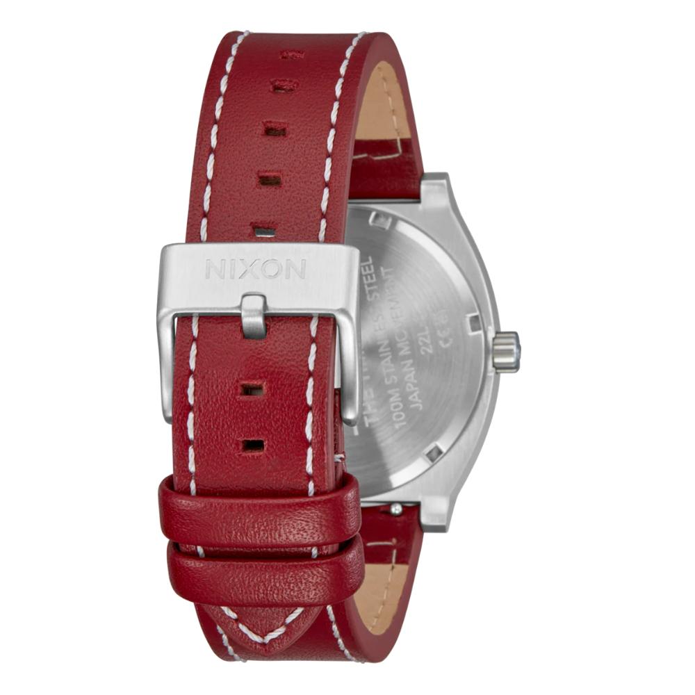 Reloj Time Teller Leather Silver Egret Cranberry