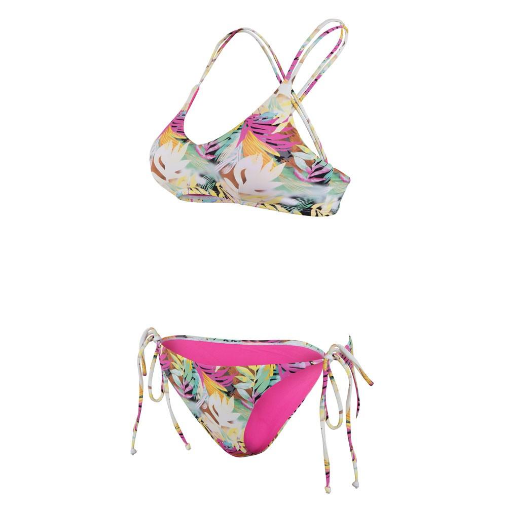 Bikini Straps White Leaves Multi