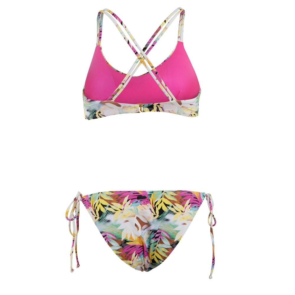 Bikini Straps White Leaves Multi