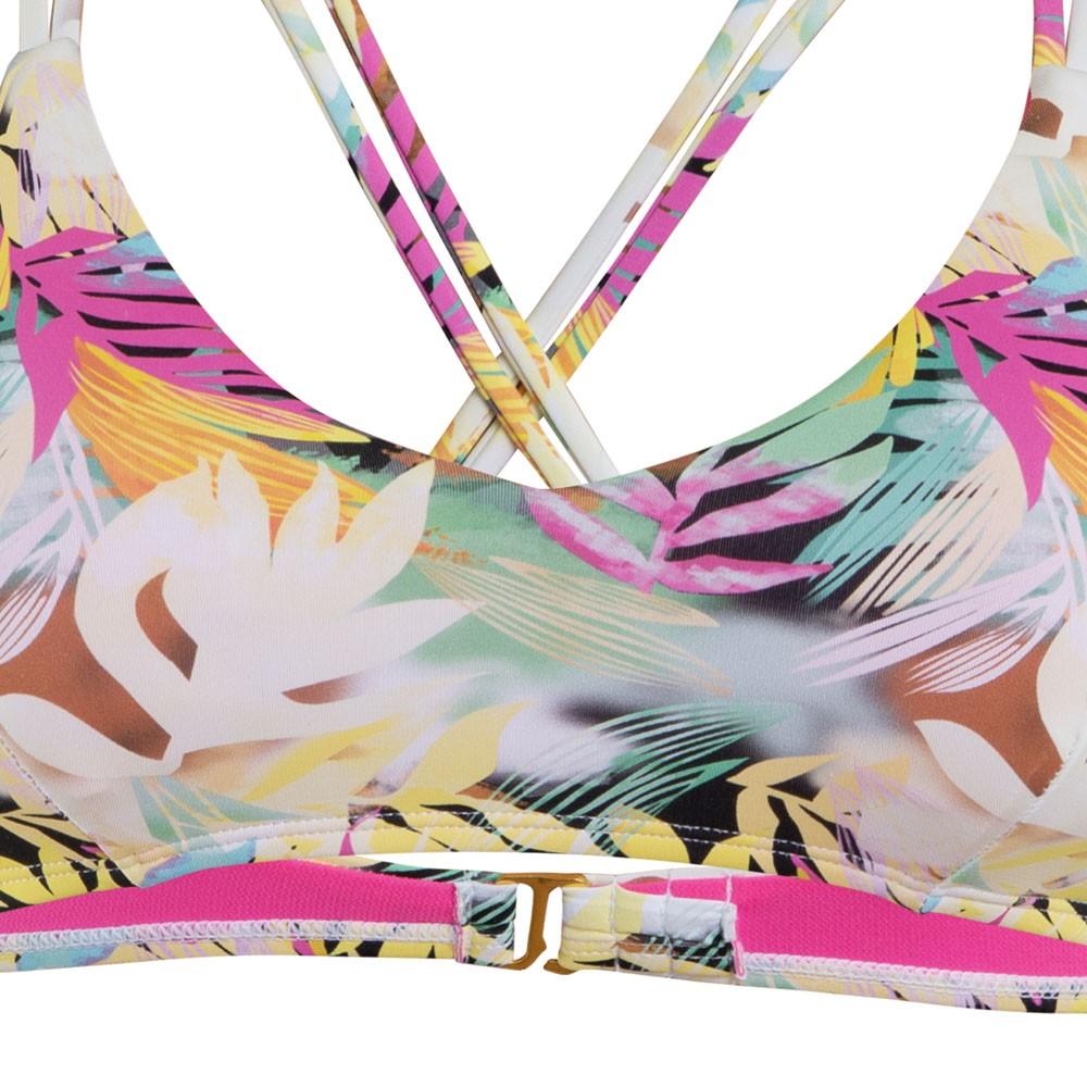 Bikini Straps White Leaves Multi