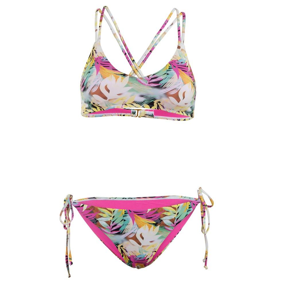 Bikini Straps White Leaves Multi