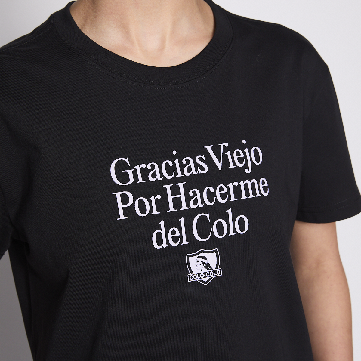 Polera Colo Colo Urbano Mujer Gracias Viejo Negro