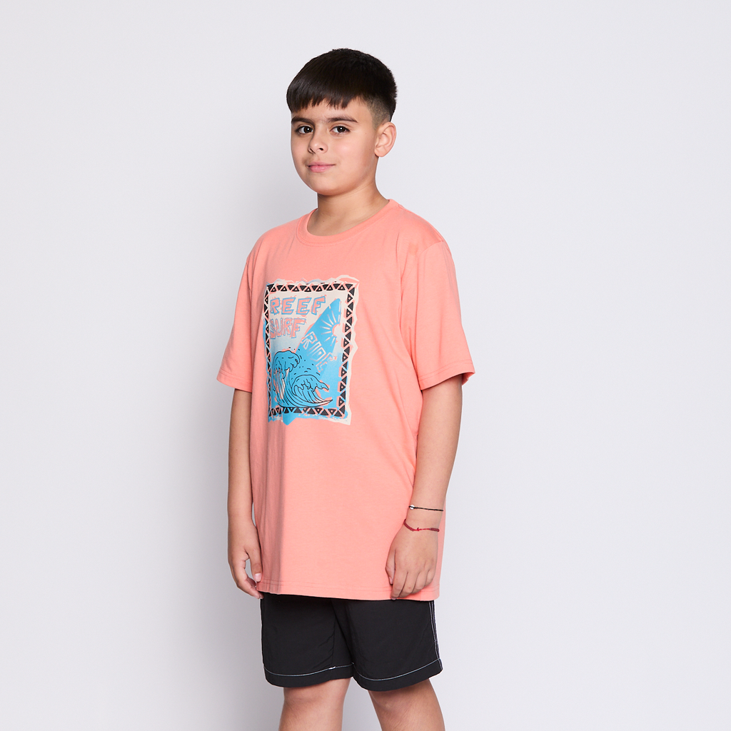 Polera Reef Kids Orange Print Front
