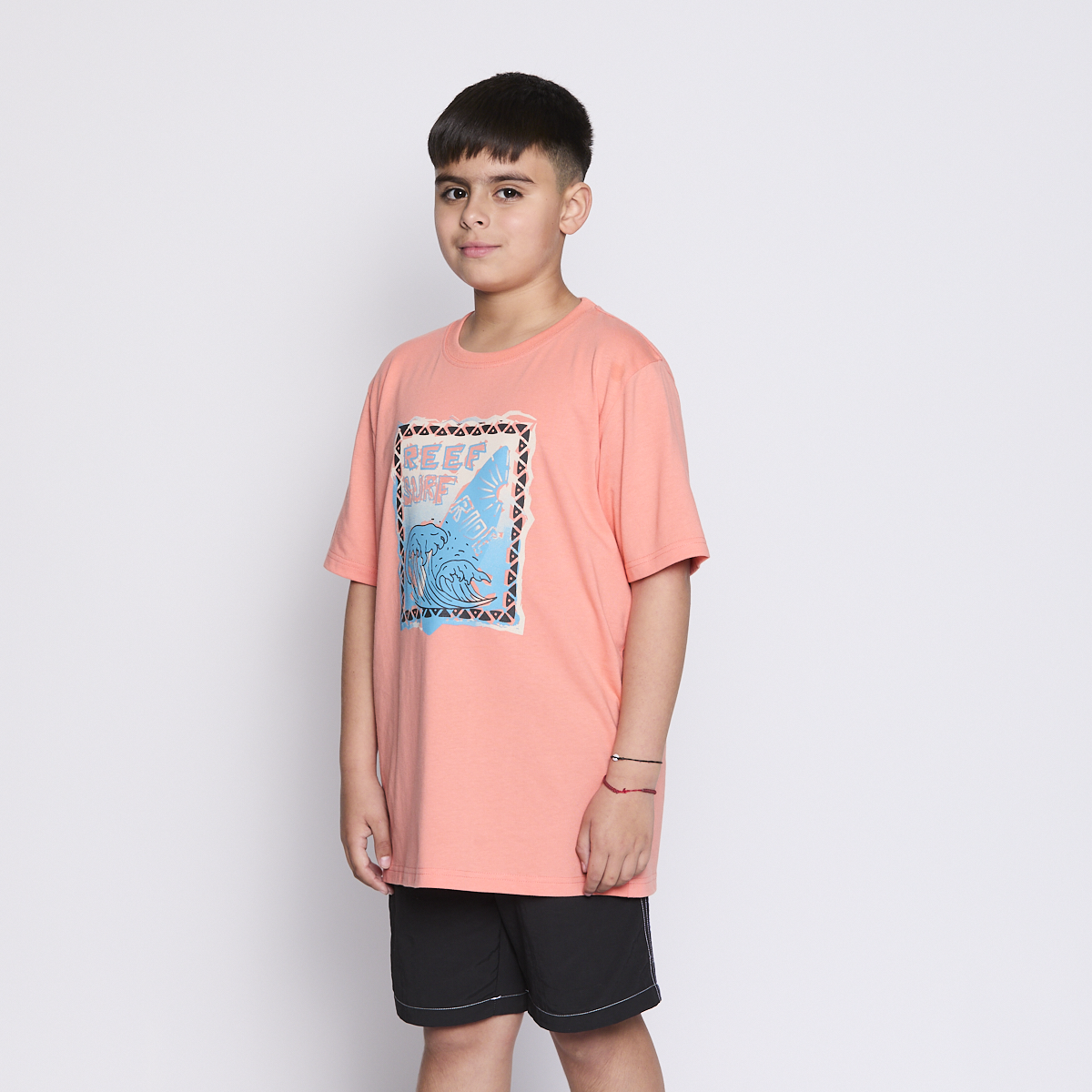 Polera Reef Kids Orange Print Front