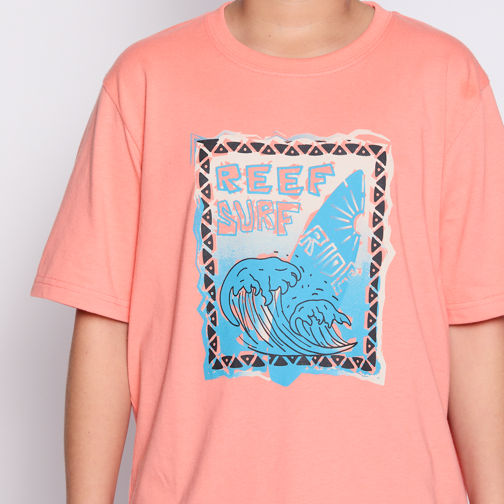 Polera Reef Kids Orange Print Front