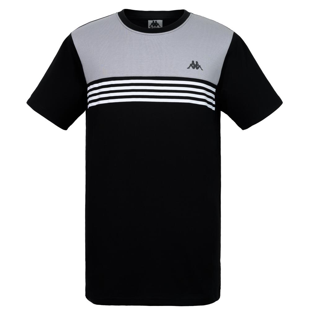 Polera Kappa Men Color Block Black Grey White