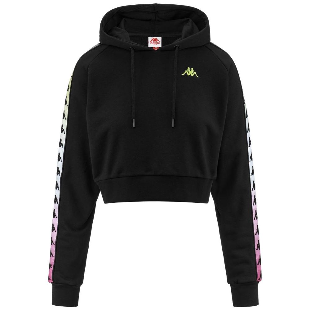 Poleron Crop Women Banda Tamas Degrade Black Fuxia