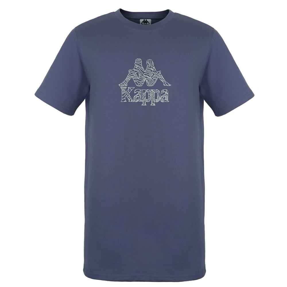 Polera Kappa Men Logo Topographic Blue