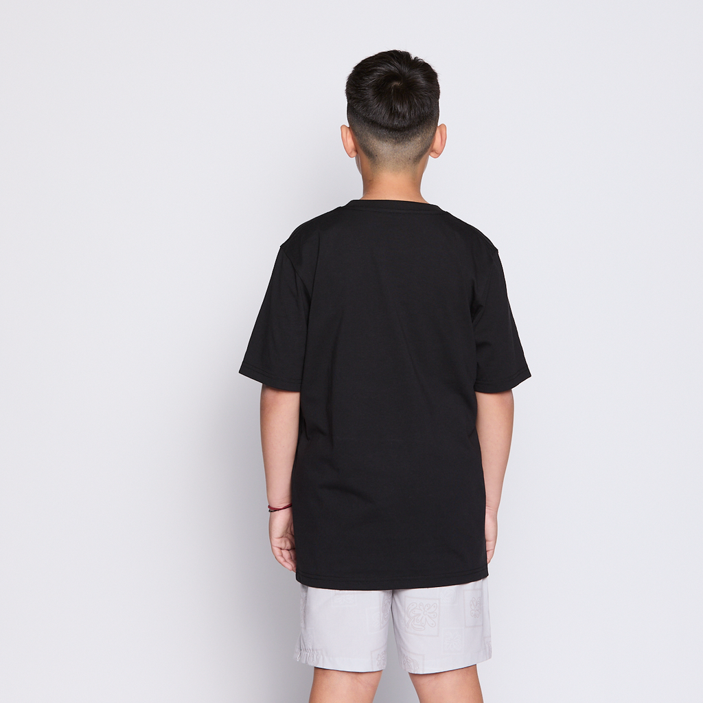 Polera Reef Kids Black Print Front