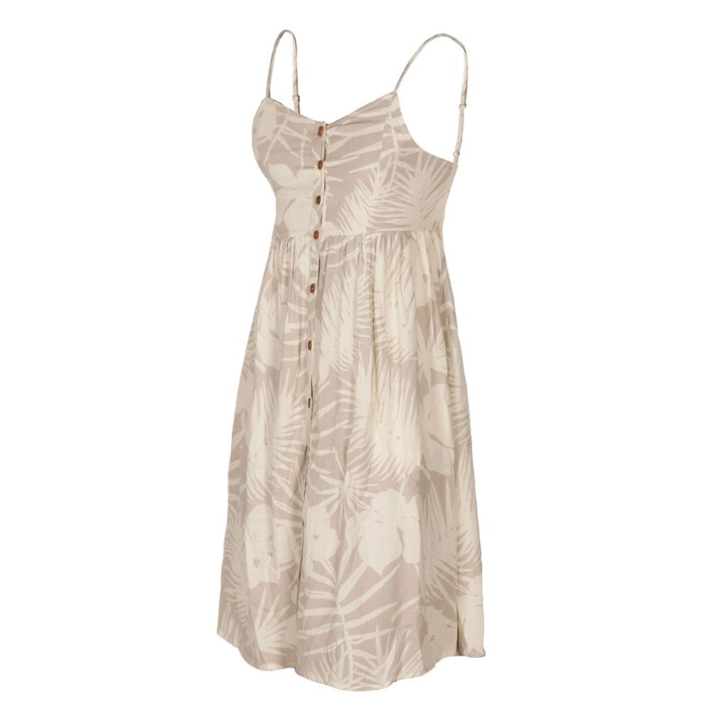 Vestido Women Leaves Beige