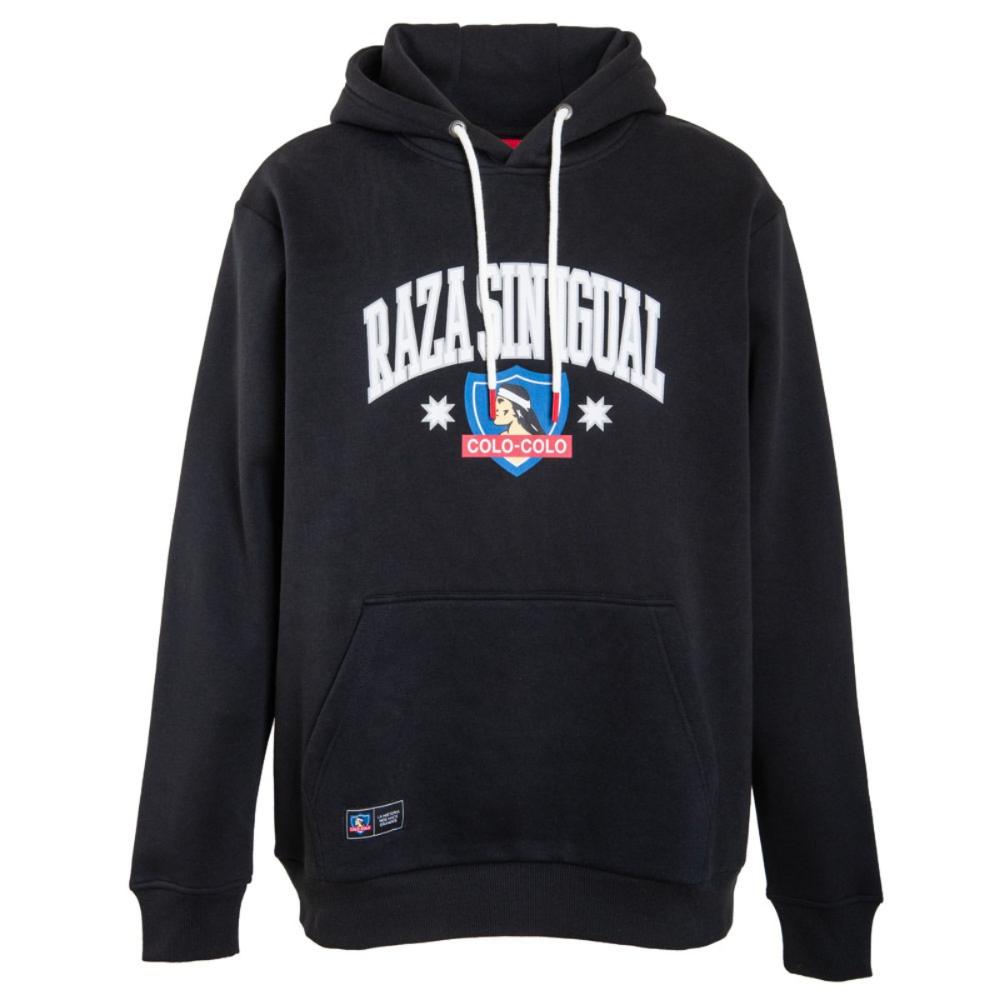Poleron Colo Colo Urbano Hoodie Negro "Raza Sin Igual"