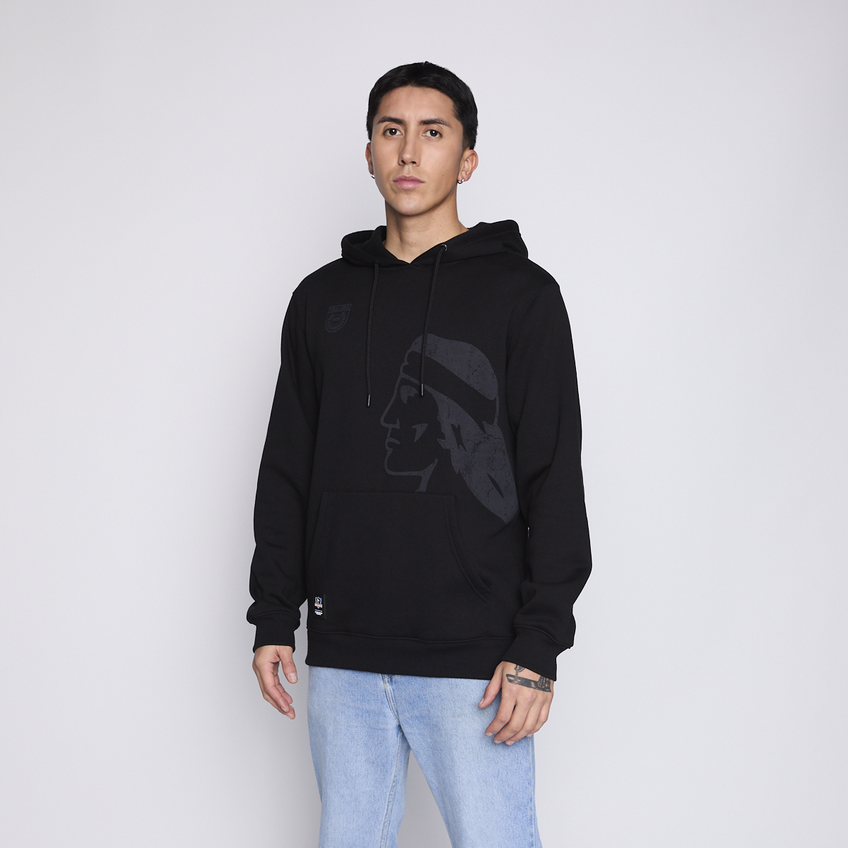 Polerón Colo Colo Urbano Hombre Hoodie Negro Cacique Gris