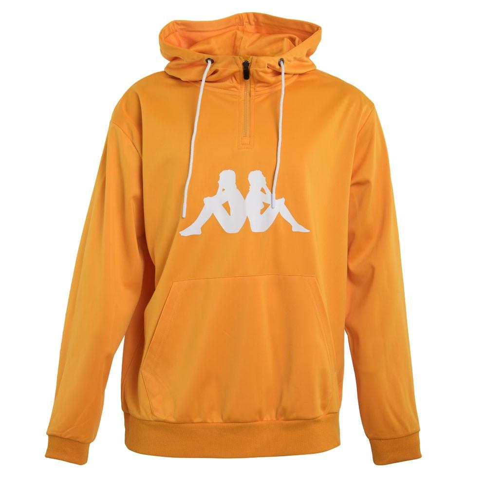 Poleron Men Hoodie Half Zipper Orange White
