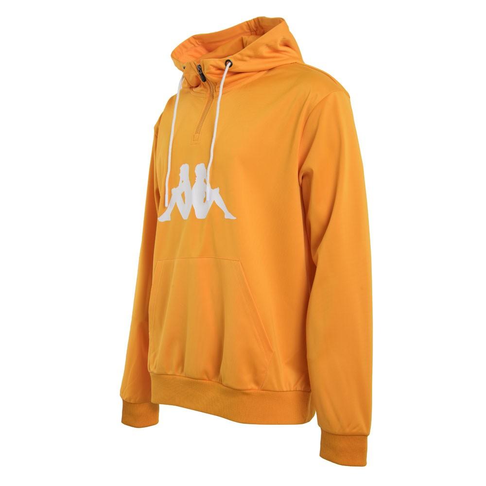 Poleron Men Hoodie Half Zipper Orange White
