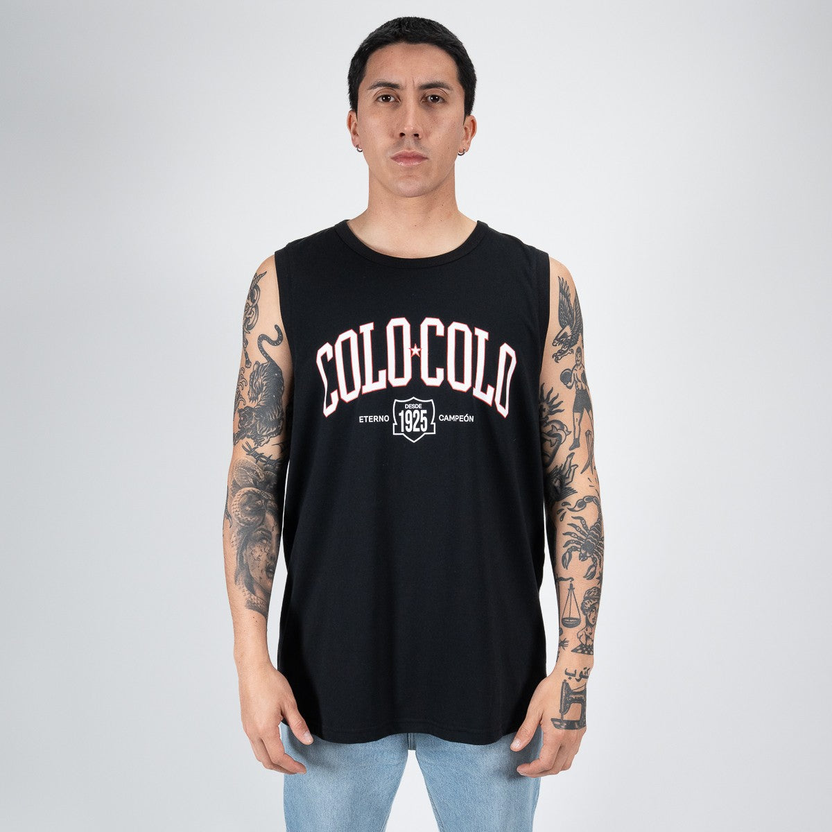 Polera Tank Colo Colo Urbano Eterno Hombre Negro