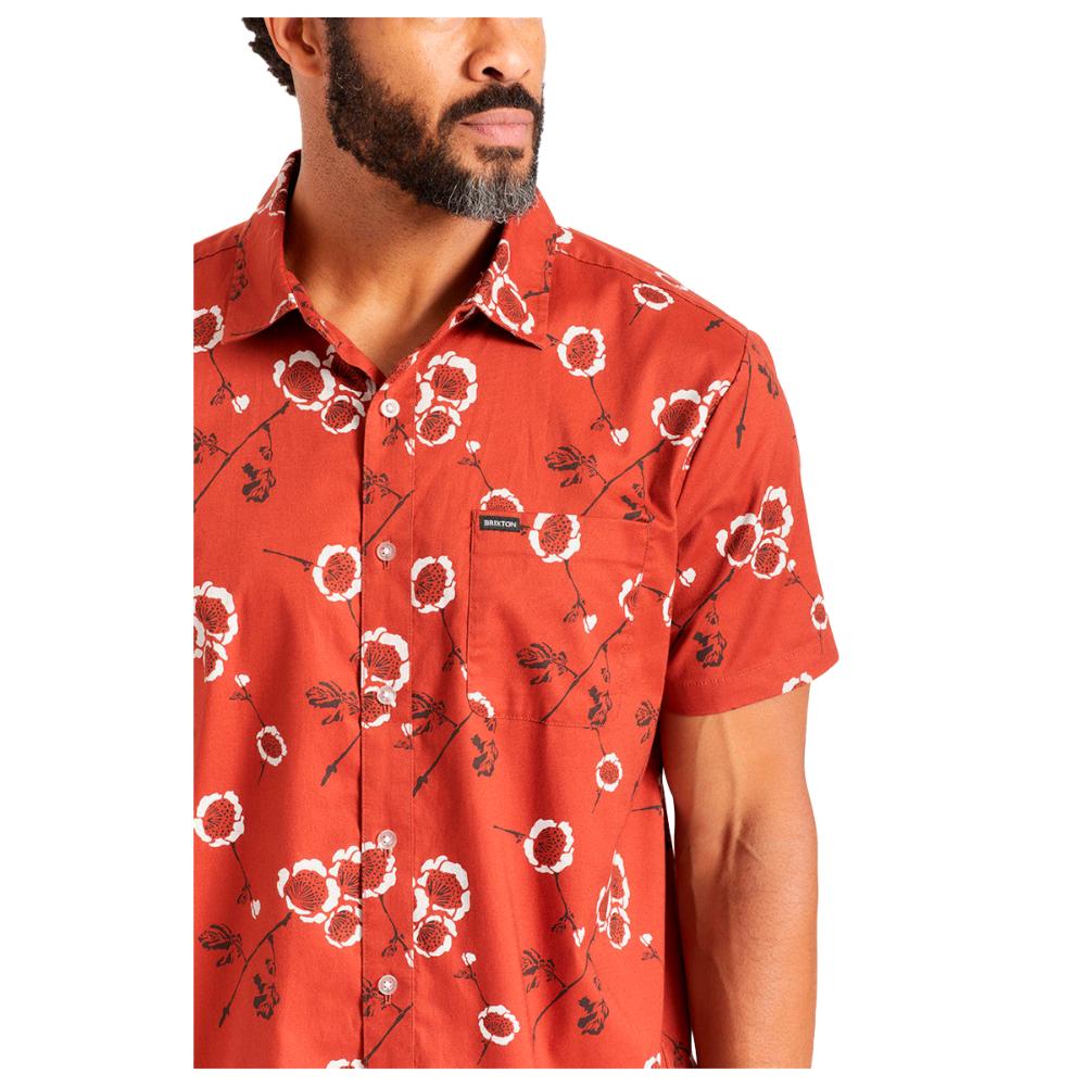 Camisa Manga Corta Men Charter Burgundy Off White Floral