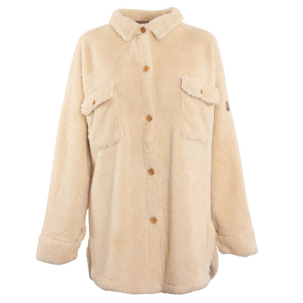 Chaqueta Women Sherpa Botones Beige