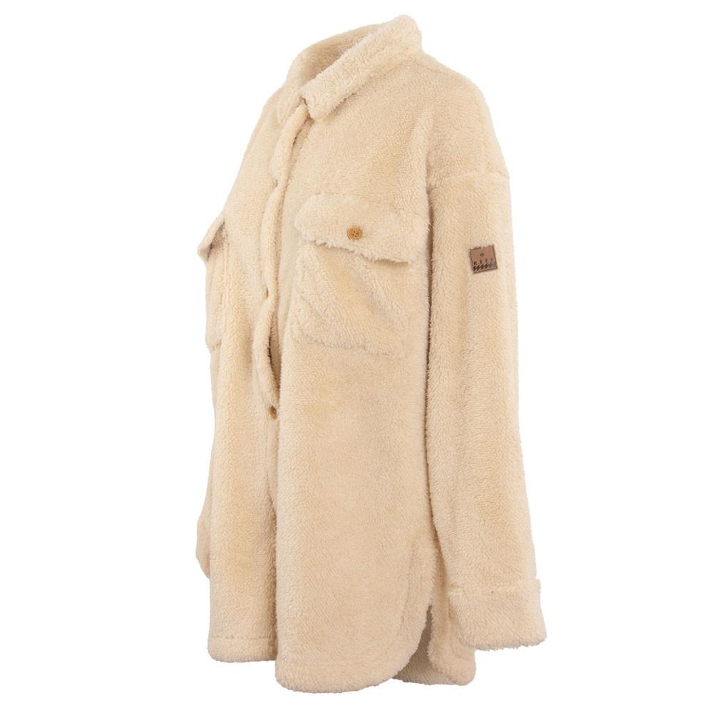Chaqueta Women Sherpa Botones Beige