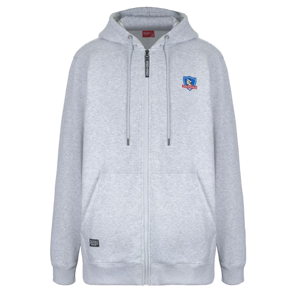 Poleron Colo Colo Urbano Hombre "Escudo" Gris