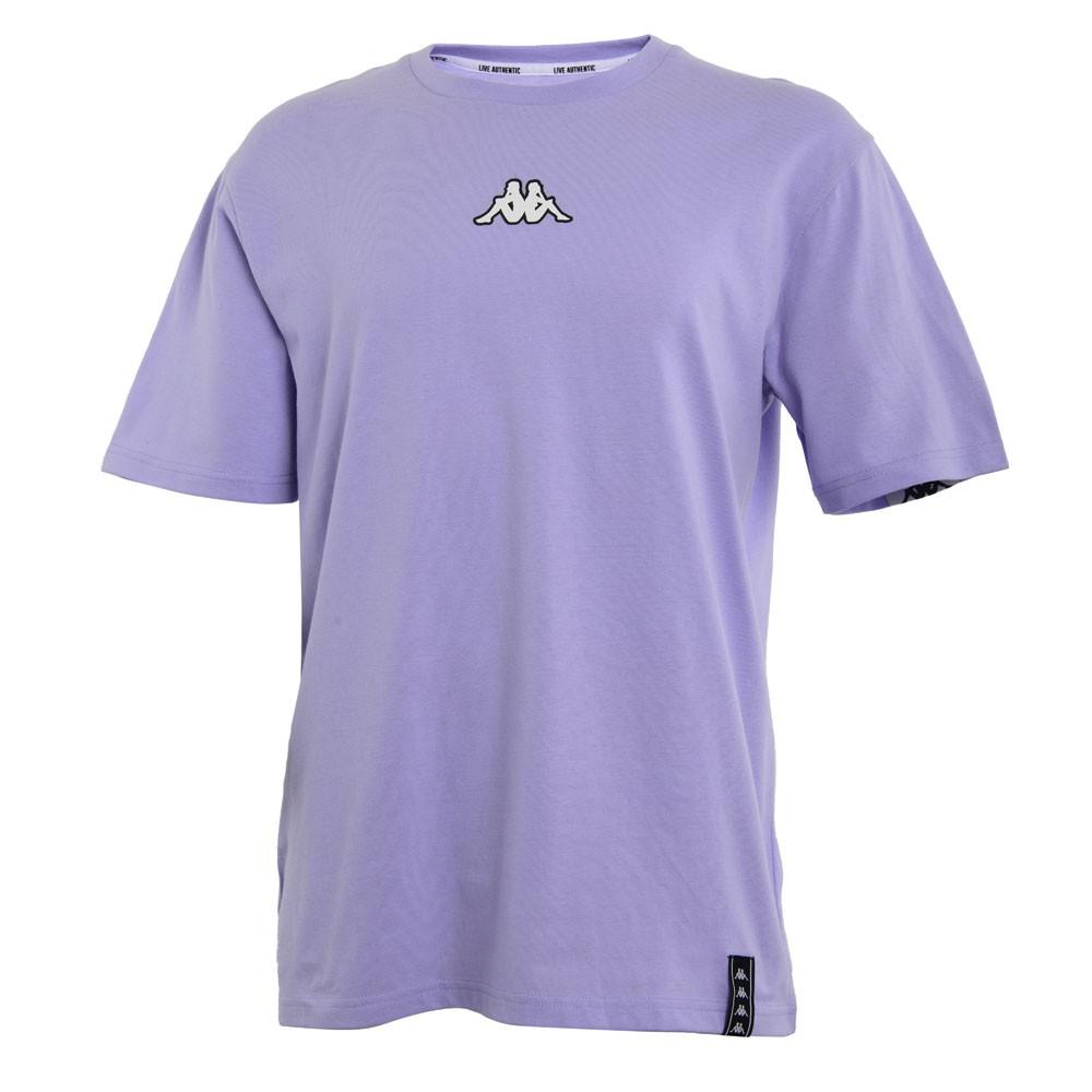 Polera Men Purple Banda Back Cross White