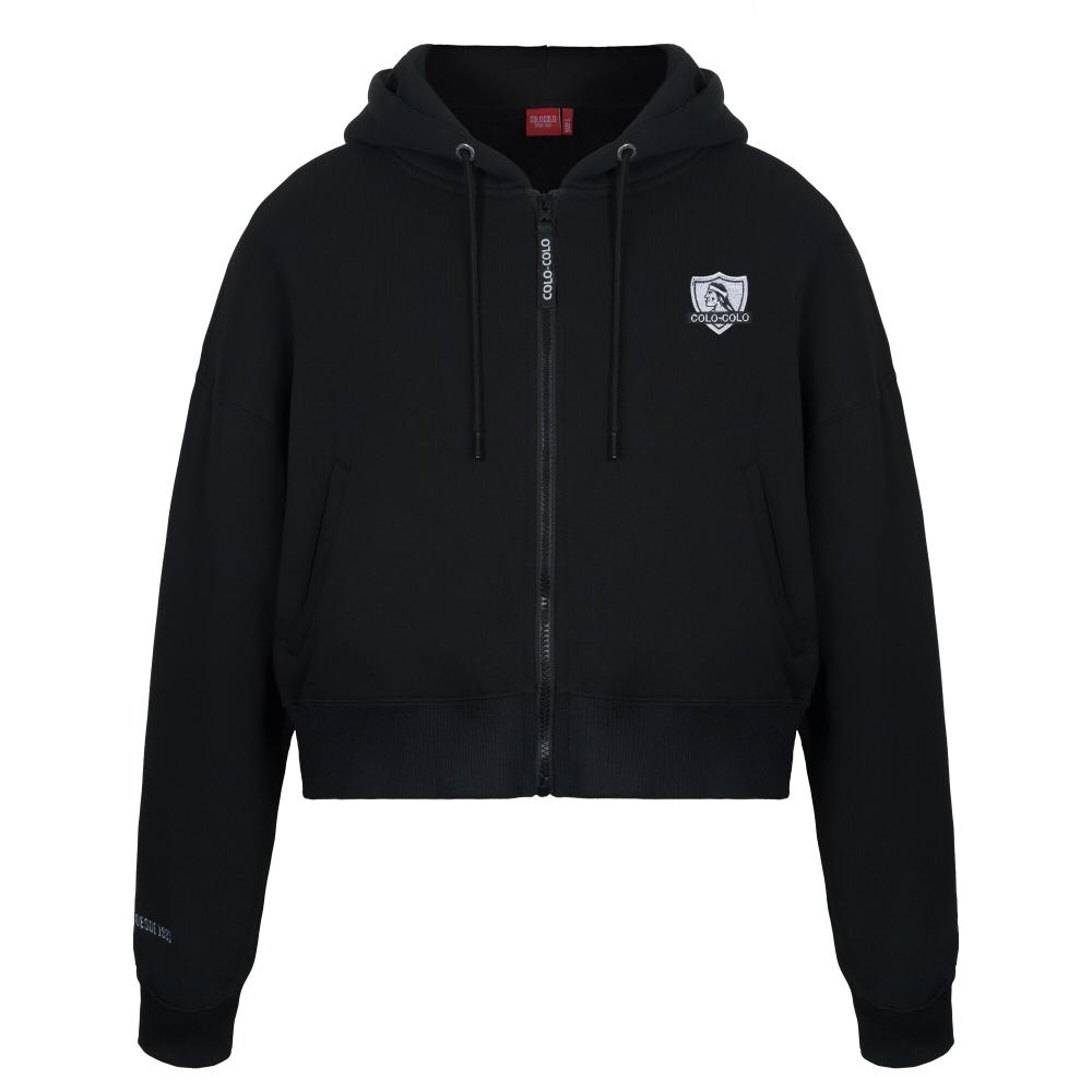 Poleron Colo Colo Urbano Mujer "Escudo" Negro